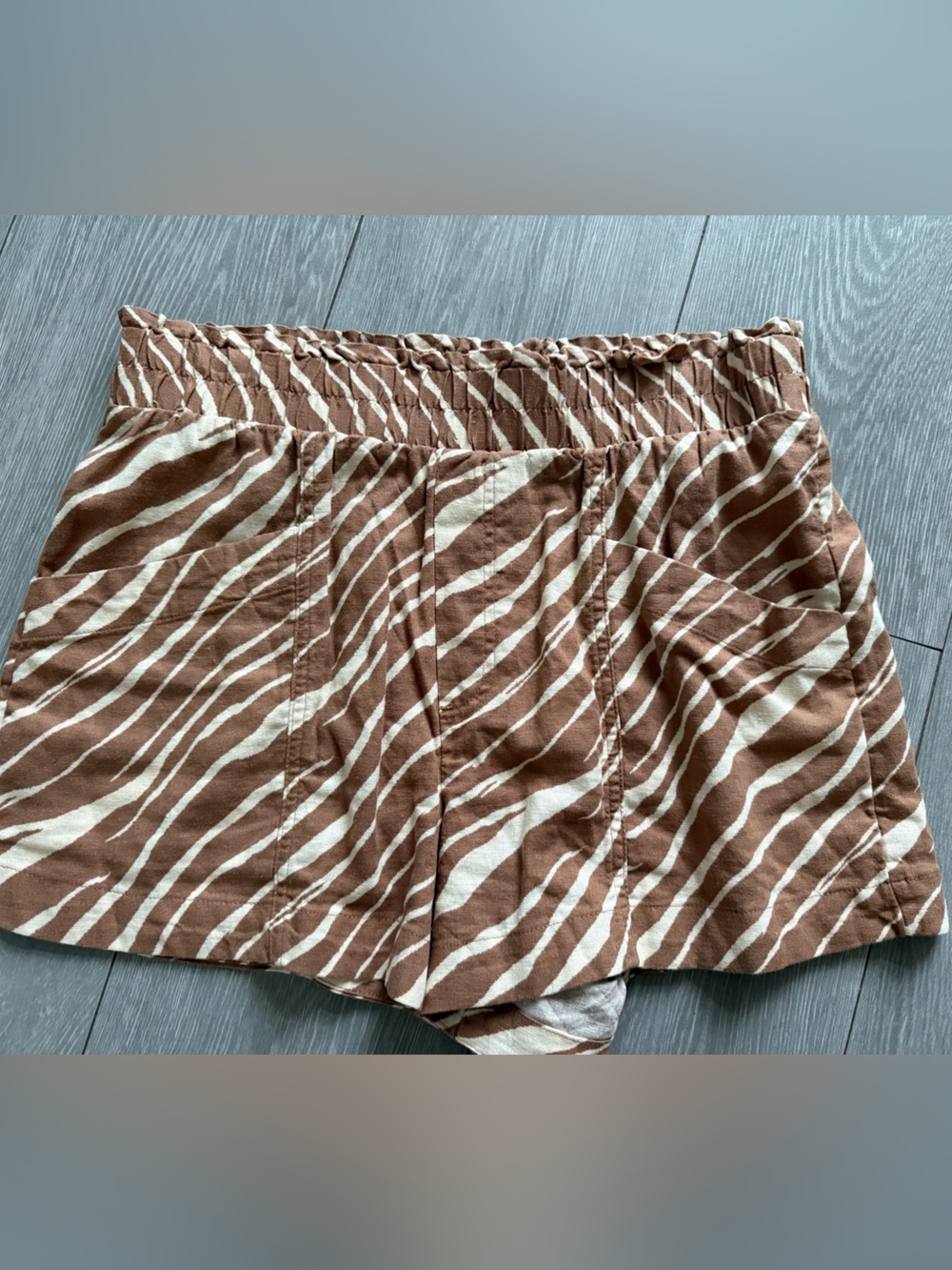 A New Day: Brown and Cream Zebra-Pattern Shorts